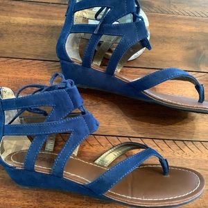 Carlos Santana Shoes - Carlos Santana Blue Velvet Sandals Carlos Santana Shoes - Carlos Santana Blue Velvet Sandals